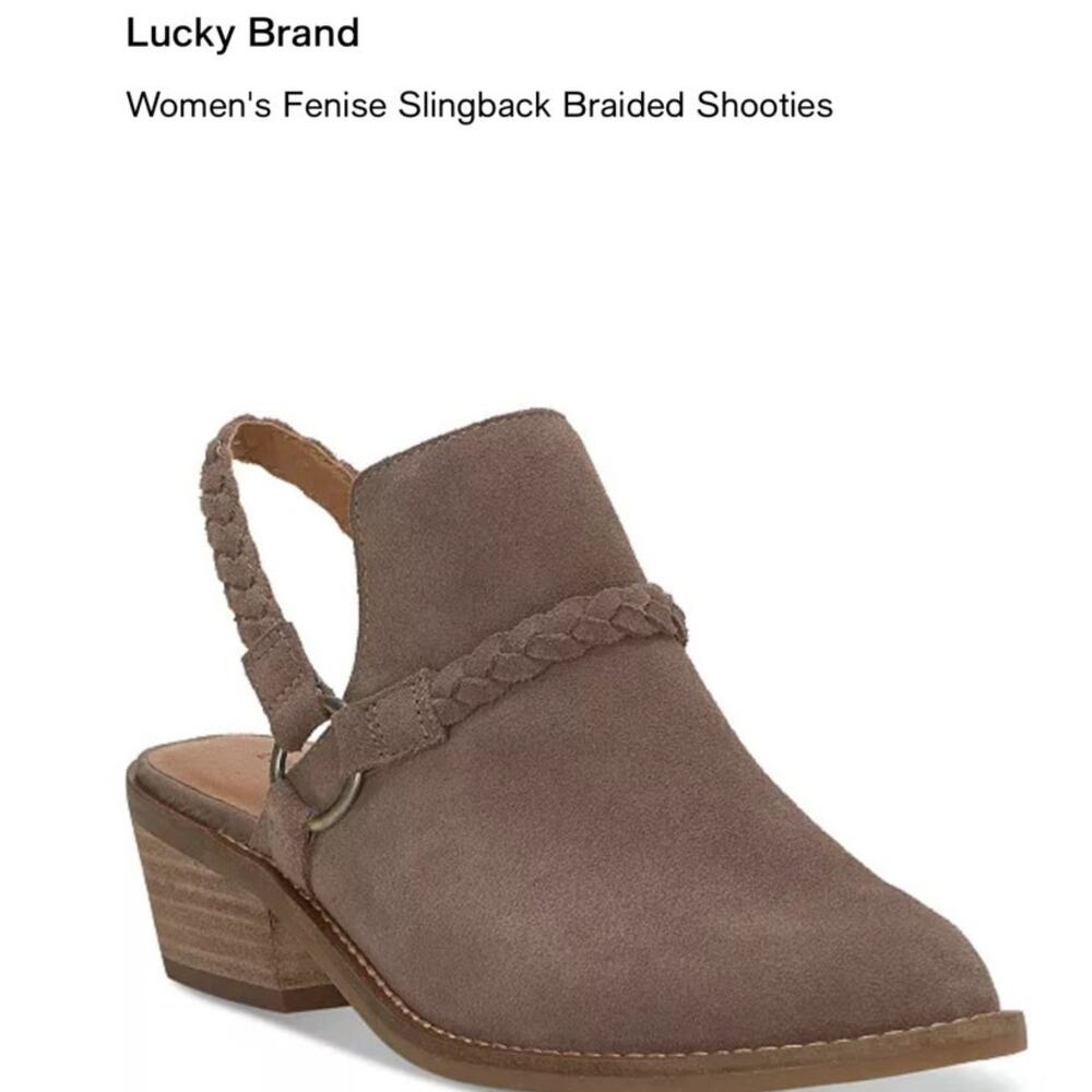 New NWOB Lucky Brand Fensie Backstrap Clogs Shooties Suede Brown Western 6 1/2